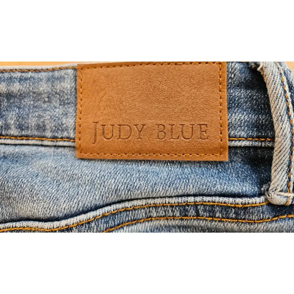 Judy Blue Slim Boot Jeans Womens 7/28 High Rise Raw Hem Stretch Bootcut Denim - Picture 3 of 7